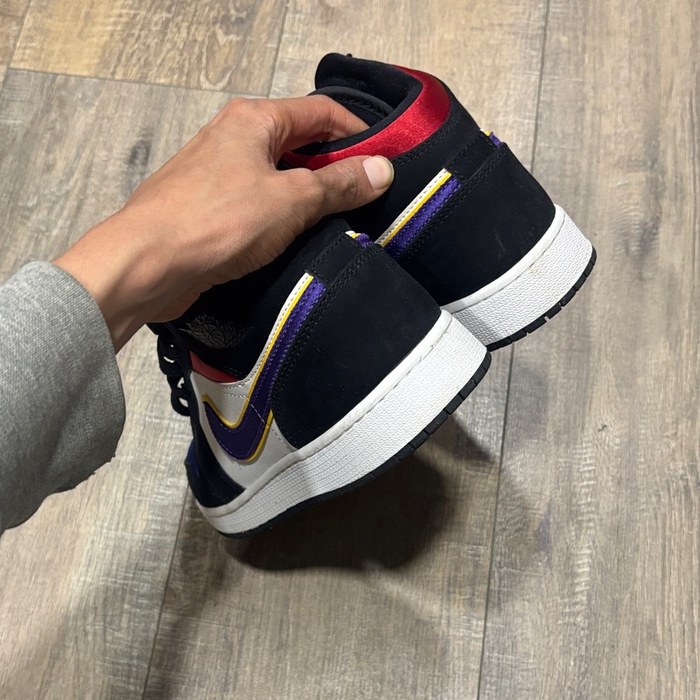Jordan 1 Mid Black, Blue, and Red Sneakers - Picture 4 of 6